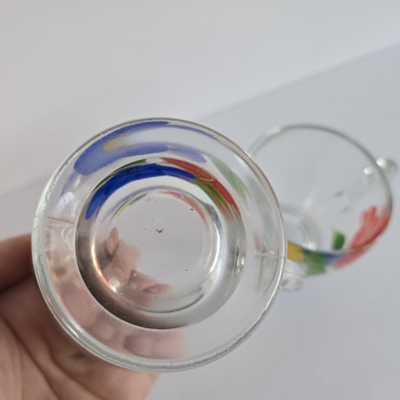 Glass Creamer And Sugar Set Vintage Bartlett Collins Hand Painted - Picture 3 of 8